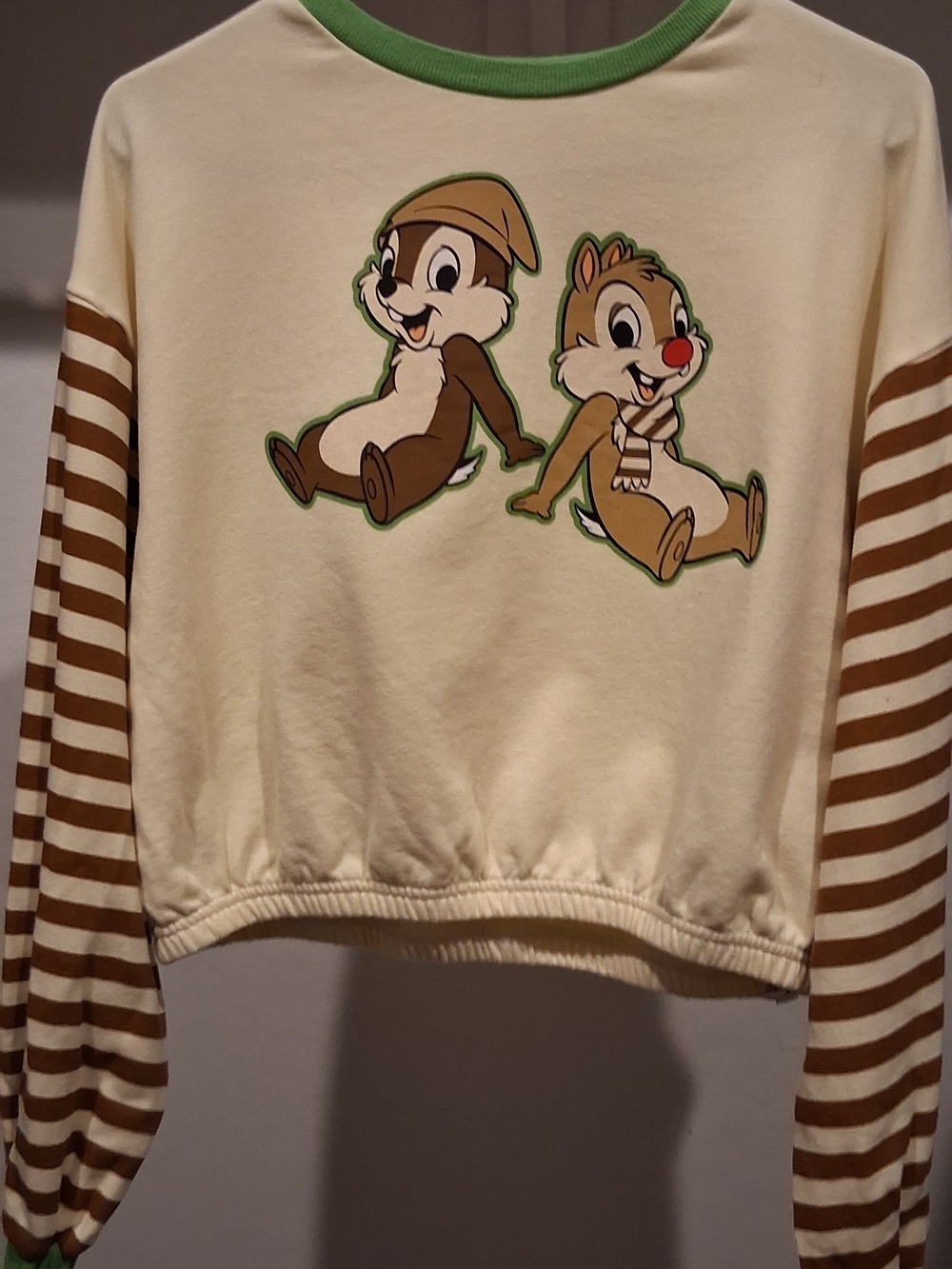 Disney Cream and Brown Chipmunk Crewneck Sweatshirt
